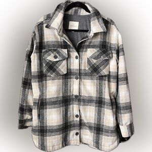 Thread & Supply Plaid Shacket in Black and Cream - Thick & Soft!